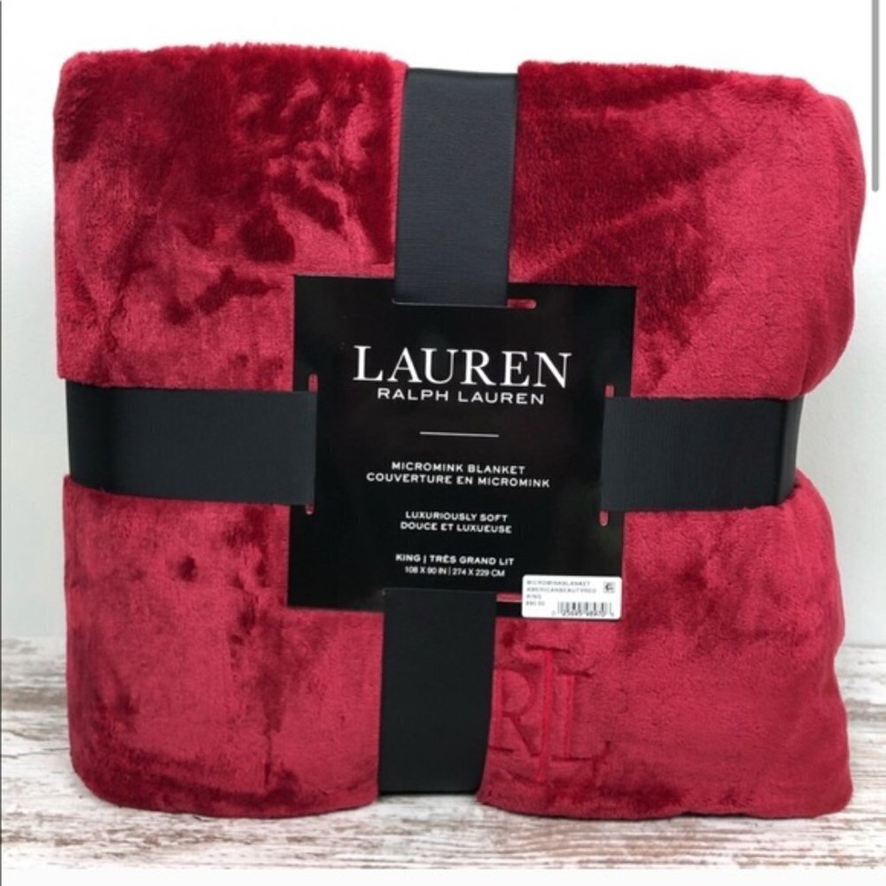 NWT Ralph Lauren KING Micromink Blanket Red